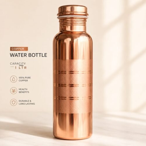 100% Copper Water Bottle 1 Litre | Ayurvedic Drinking Bottle