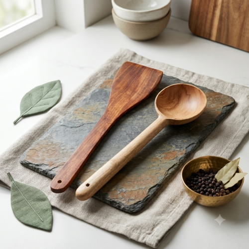 Handcrafted Kitchen Spatula & Soup Ladle Set ,