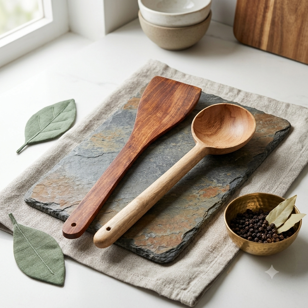 Handcrafted Kitchen Spatula & Soup Ladle Set ,