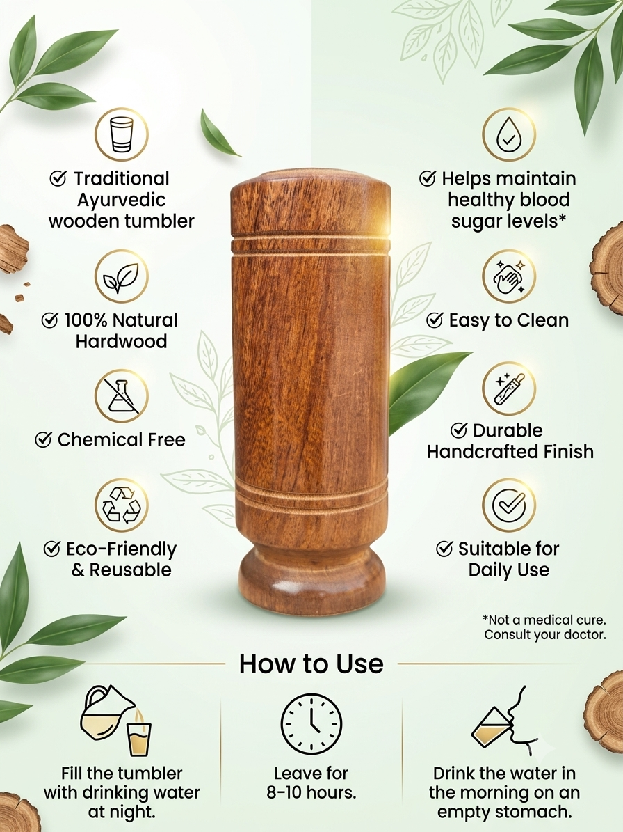 Handcrafted Herbal Wood Glass ,Diabetes & Health Care - Image 2
